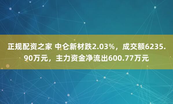 正规配资之家 中仑新材跌2.03%,成交额6235.90万元,主力资金净流出600.77万元